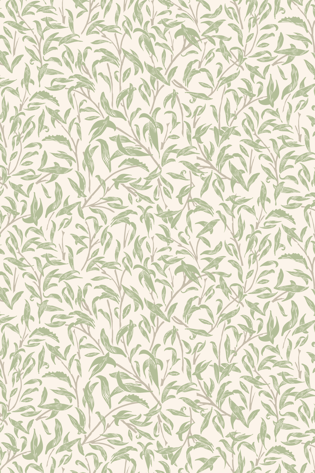 Willow Light Green Willow Foliage Leaf Classic Wallpaper - Removable Wallpaper (Peel & Stick)