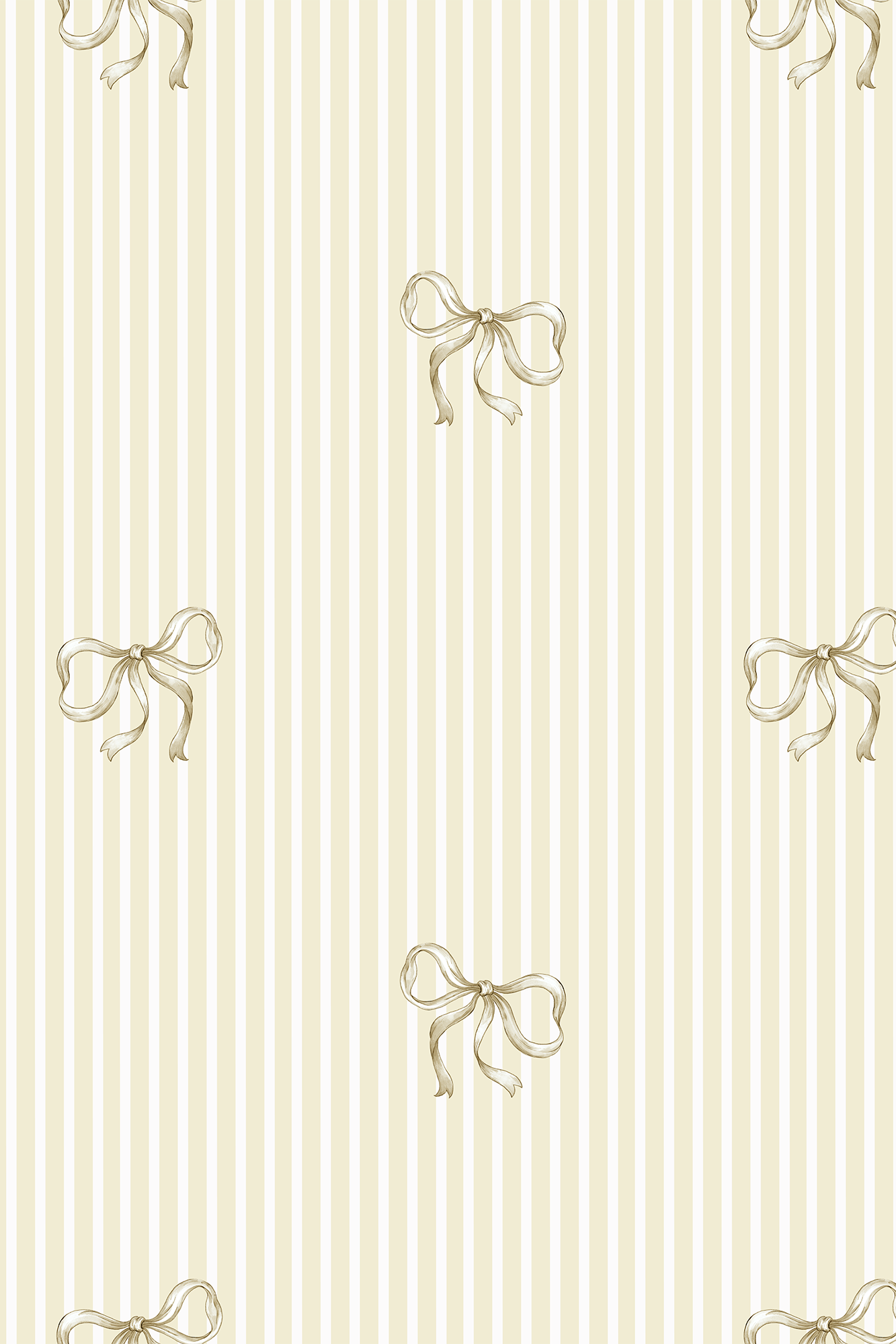 Adele Yellow Heritage Bows Pinstripe Wallpaper - Removable Wallpaper (Peel & Stick)