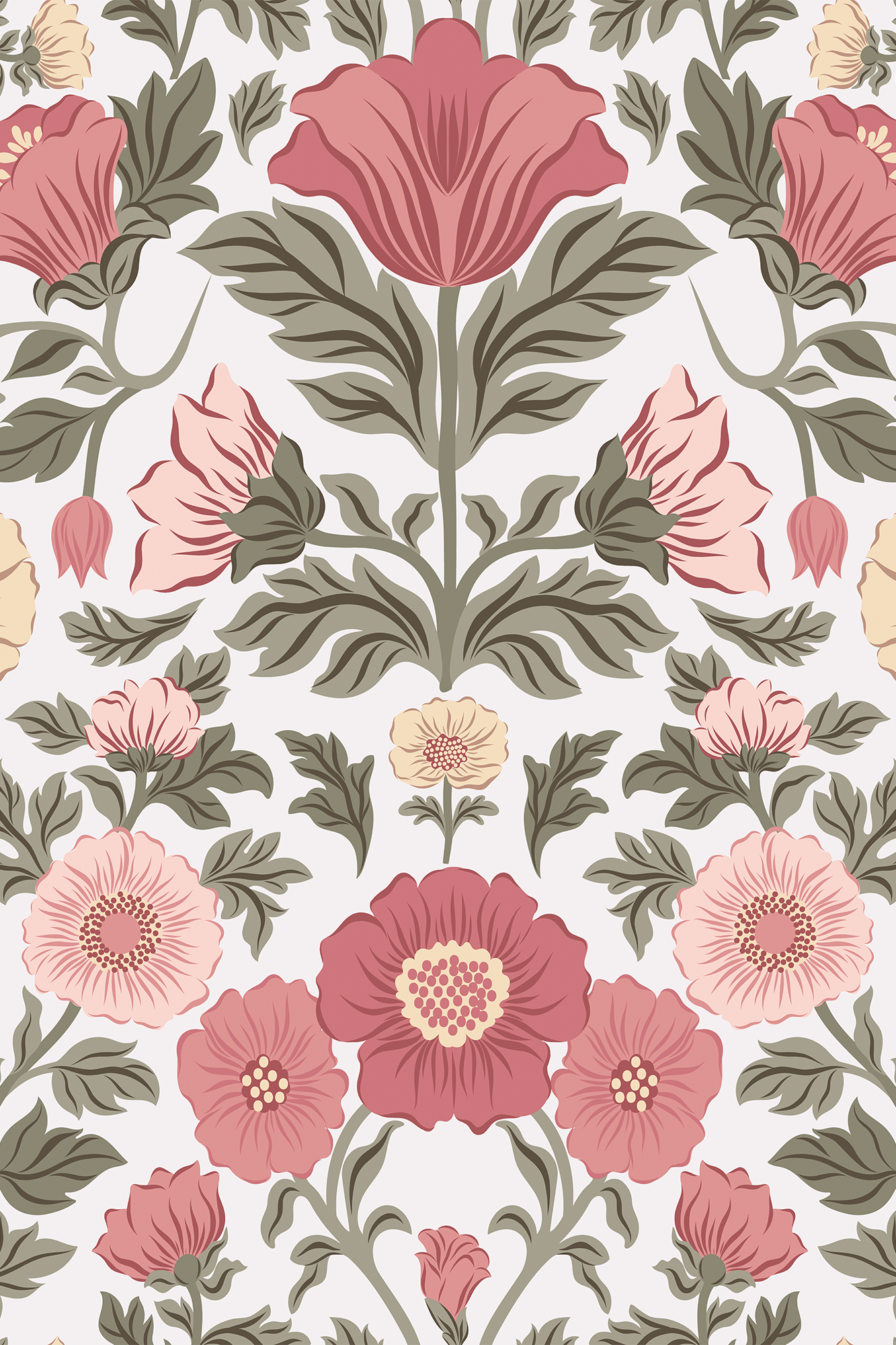 Alice Pink and Yellow Trailing Petunia Wallpaper - Removable Wallpaper (Peel & Stick)