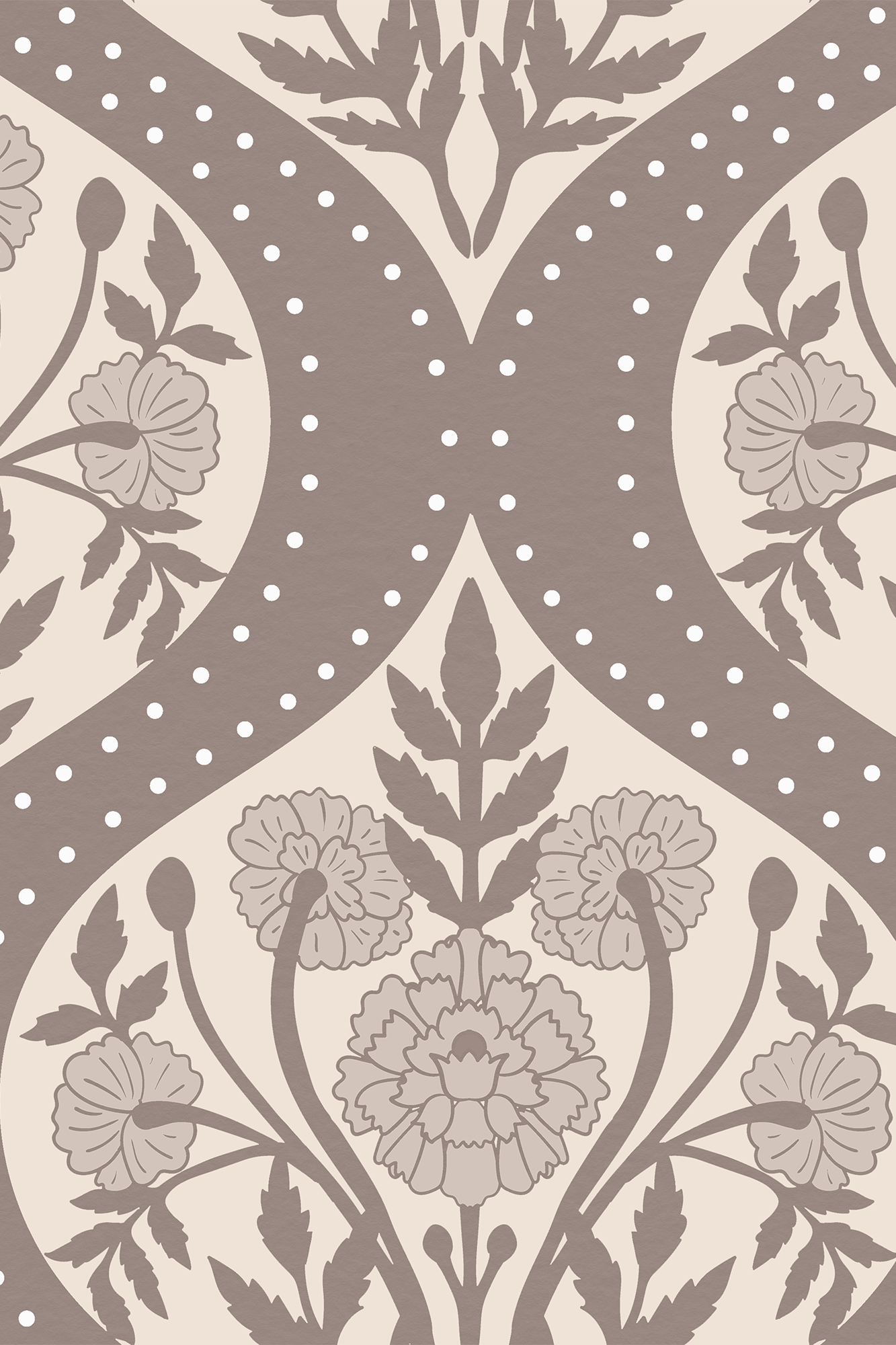 Ambrose Neutral Brown Grand Floral Garden Trellis Wallpaper - Removable Wallpaper (Peel & Stick)