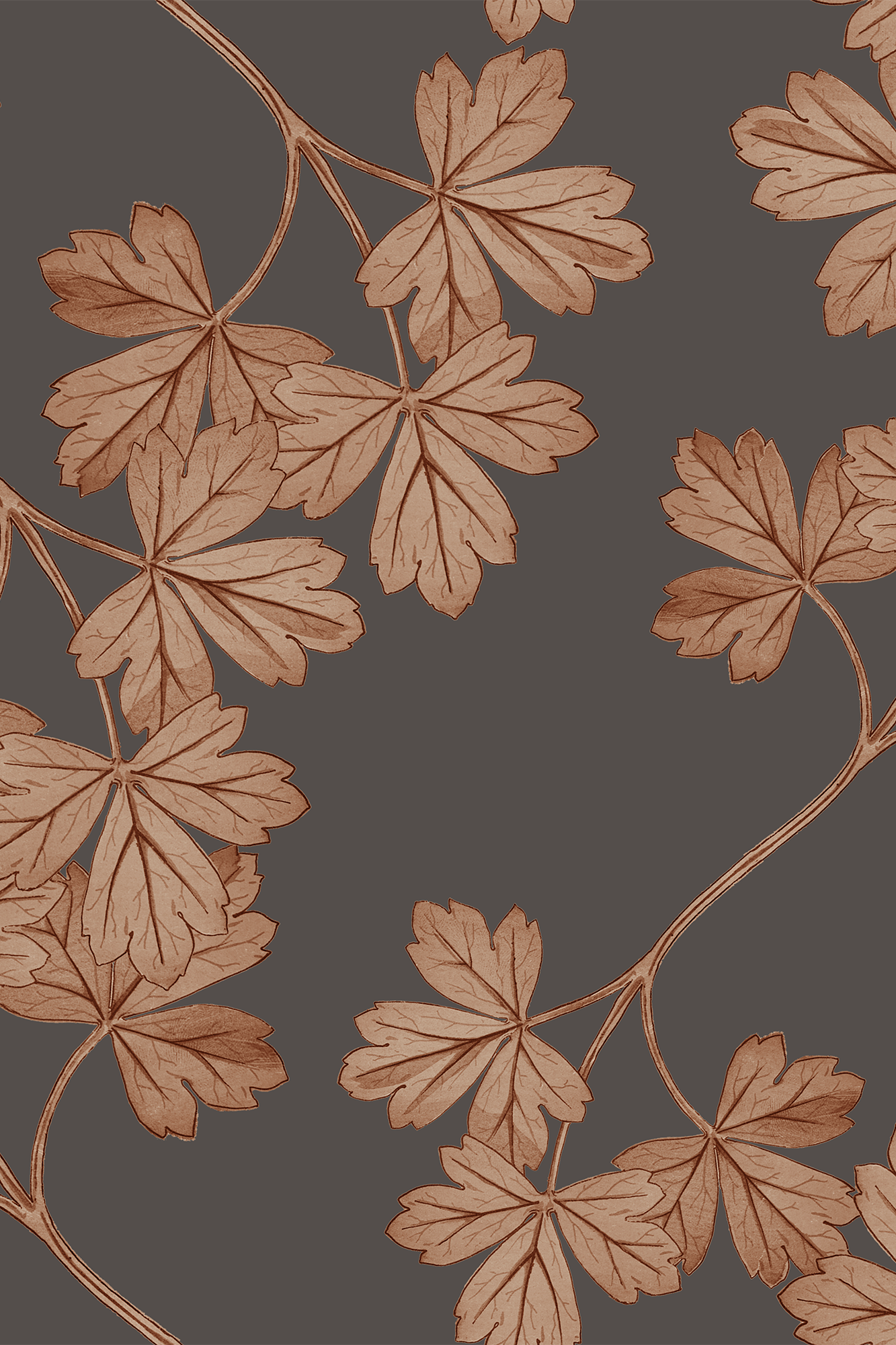 Bridget Orange Columbine Foliage Trail Wallpaper - Removable Wallpaper (Peel & Stick)