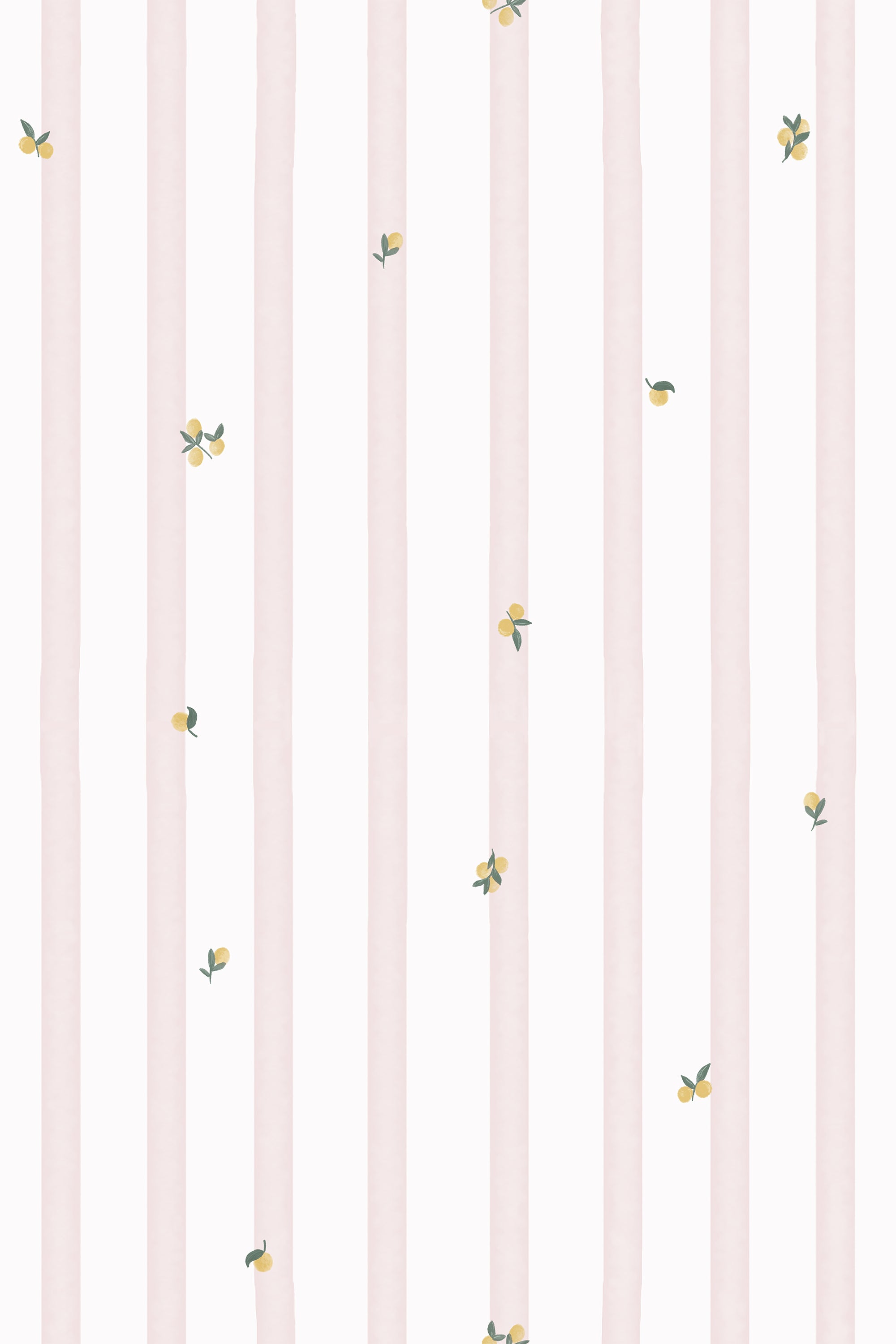 Charlotte Pink & White Ditsy Berry Striped Wallpaper - Removable Wallpaper (Peel & Stick)