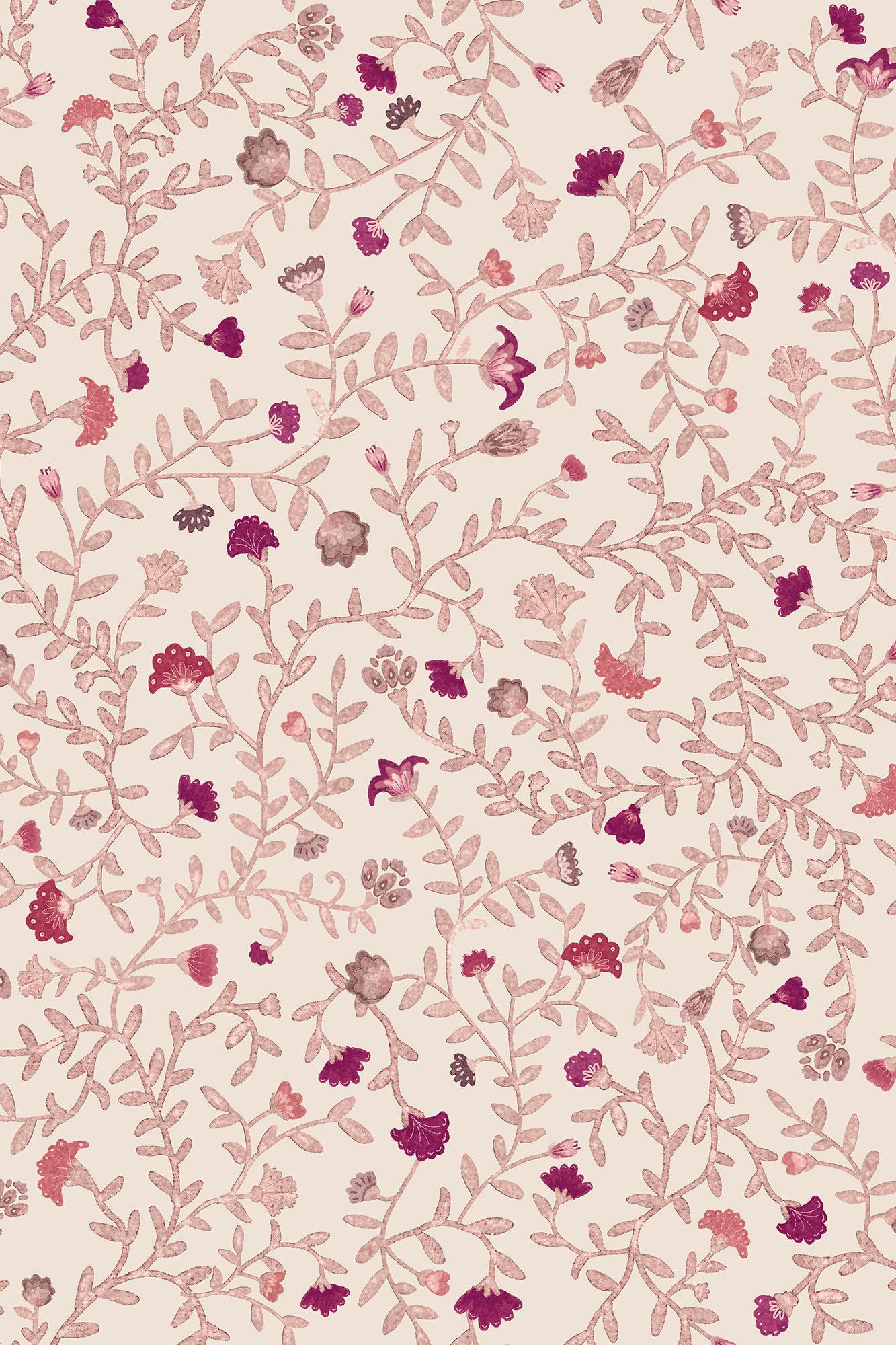 Elizabeth Pink Vintage Watercolour Floral Wallpaper - Removable Wallpaper (Peel & Stick)