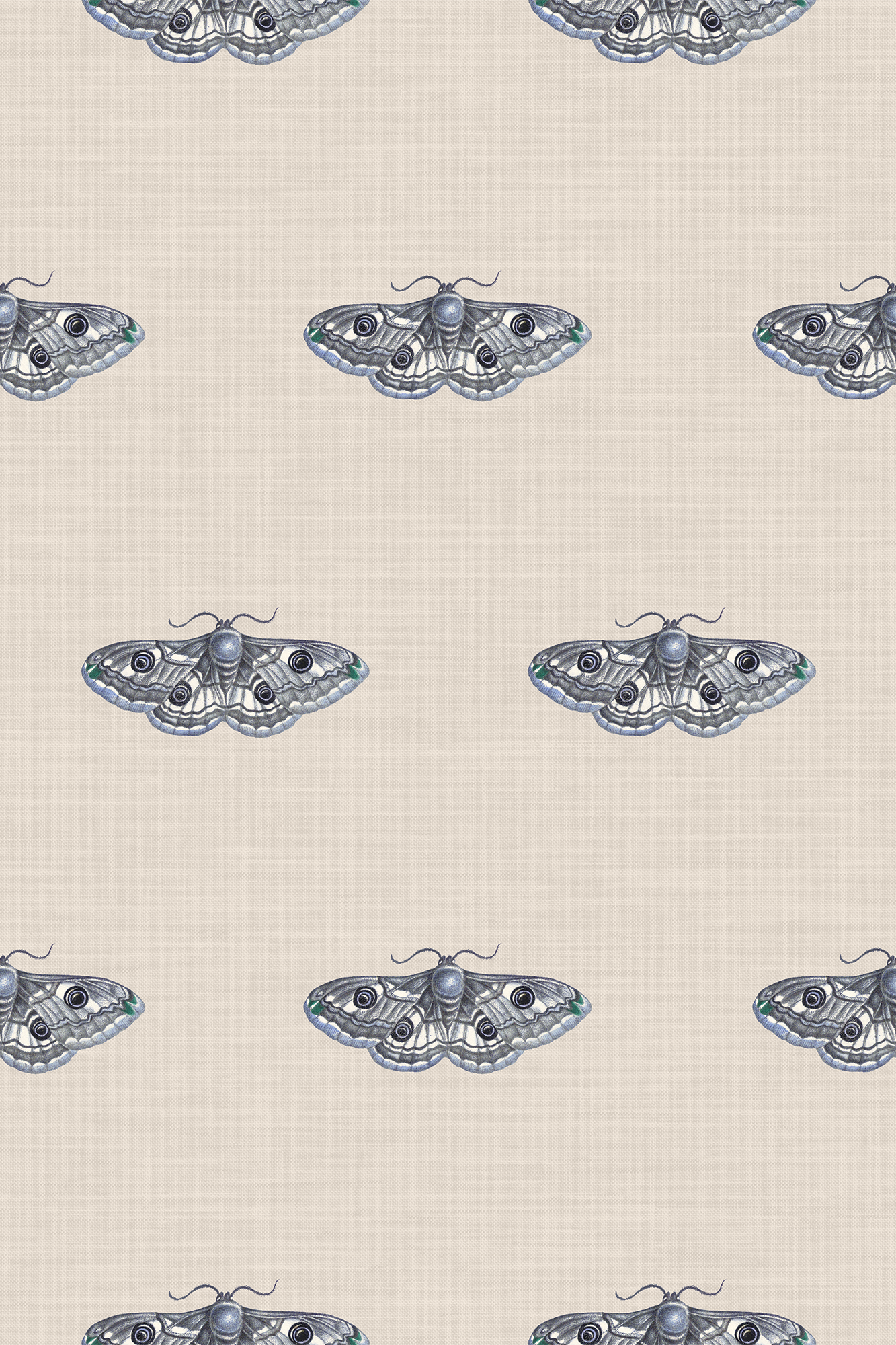 Hector Blue Whimsical Moth Pattern Wallpaper - Removable Wallpaper (Peel & Stick)