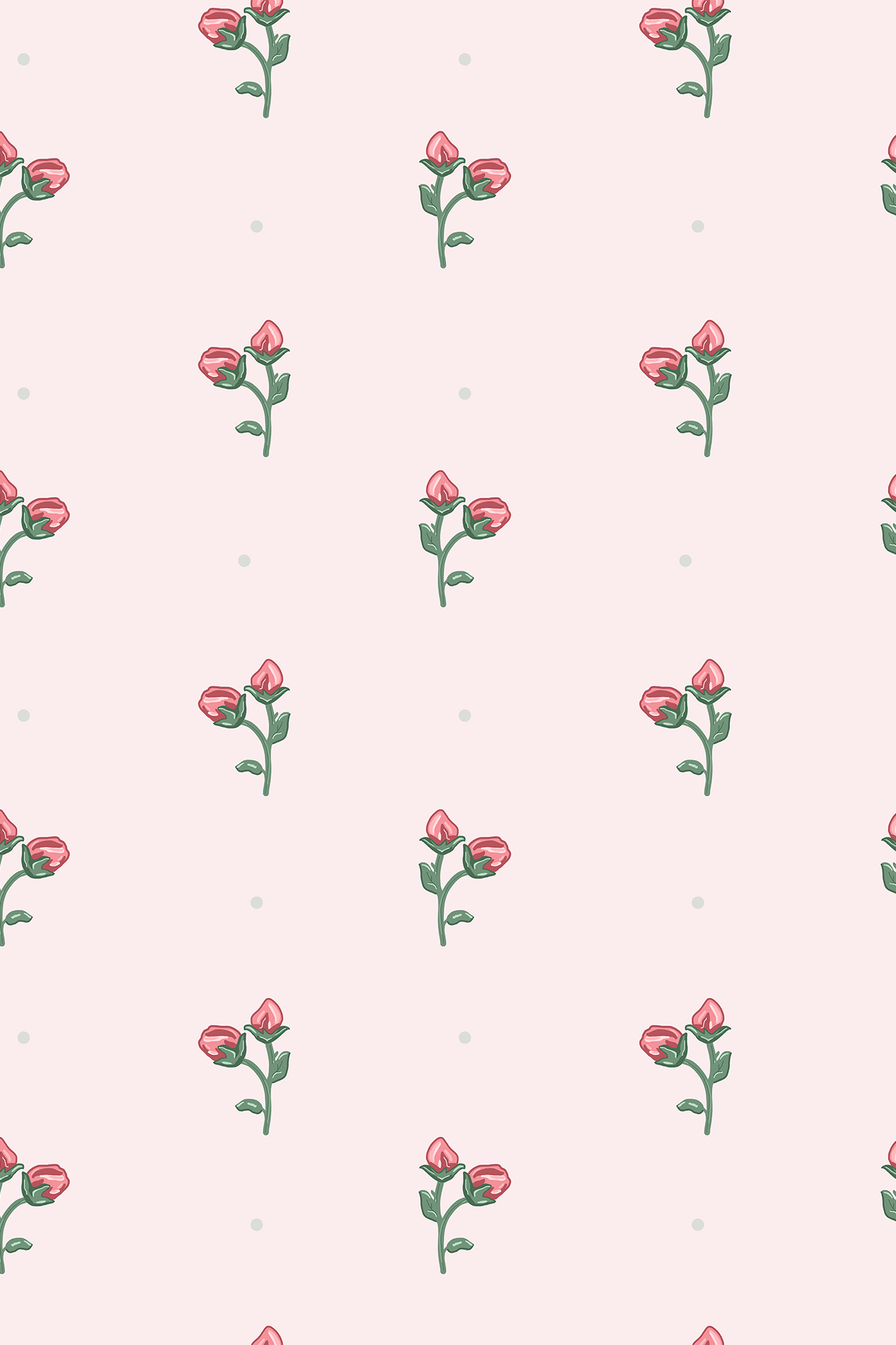 Isabella Pink Ditsy Rose Bud Wallpaper - Removable Wallpaper (Peel & Stick)