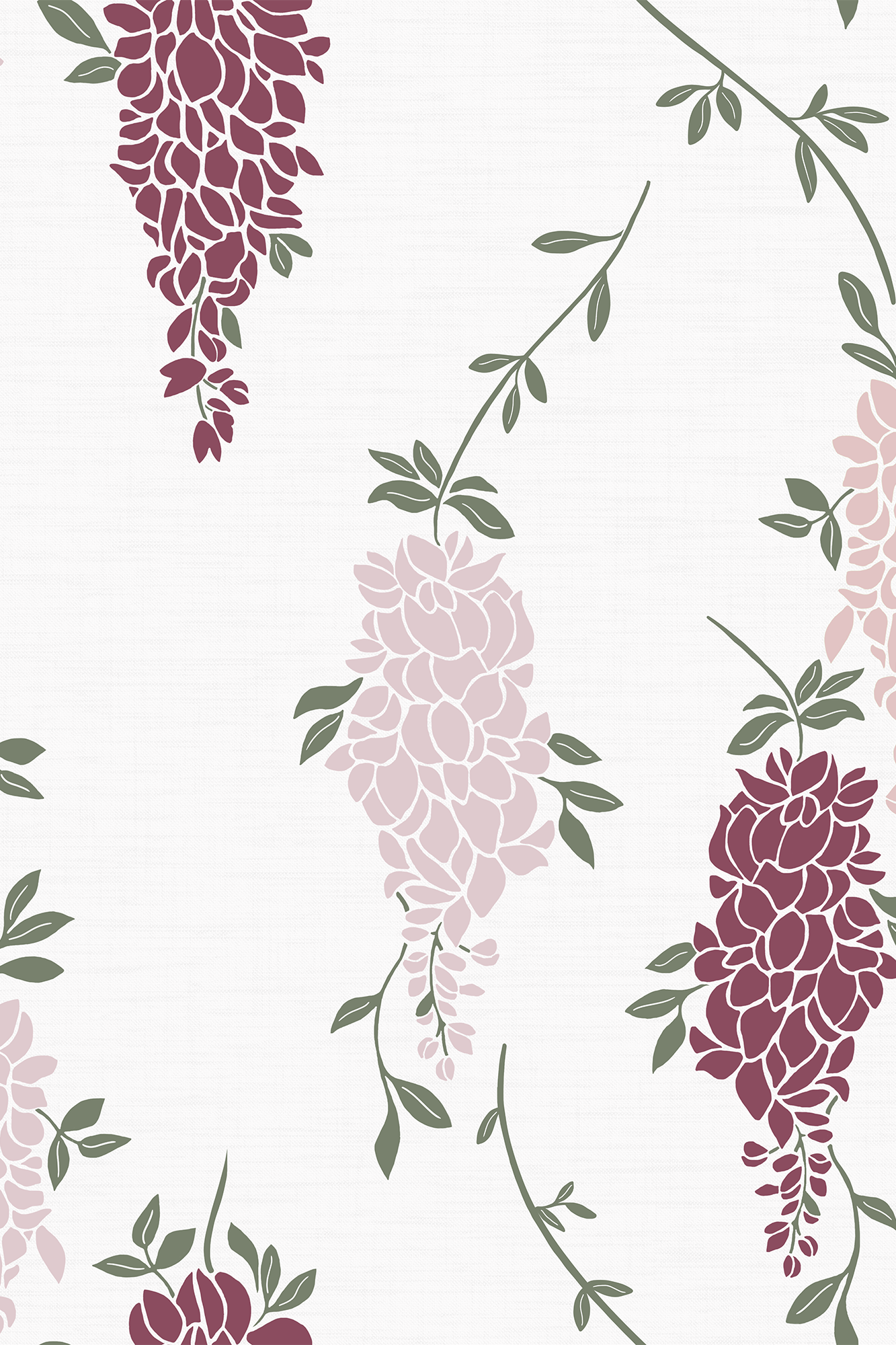 Jade Pink and Green Romantic Wisteria Trails Wallpaper - Removable Wallpaper (Peel & Stick)