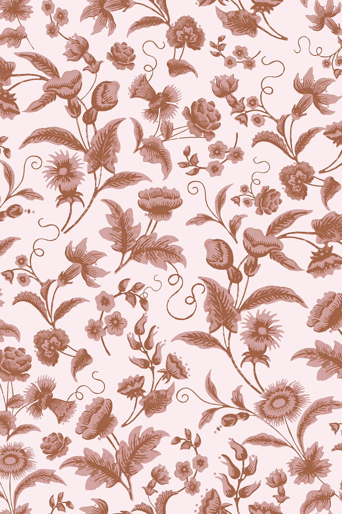 Jasmine Pink Floral Chinoiserie Inspired Wallpaper - Removable Wallpaper (Peel & Stick)