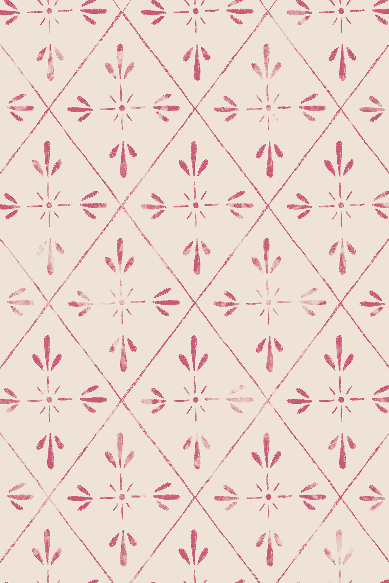 Louisa Pink Timeless Lino Effect Diamond Grid Wallpaper - Removable Wallpaper (Peel & Stick)