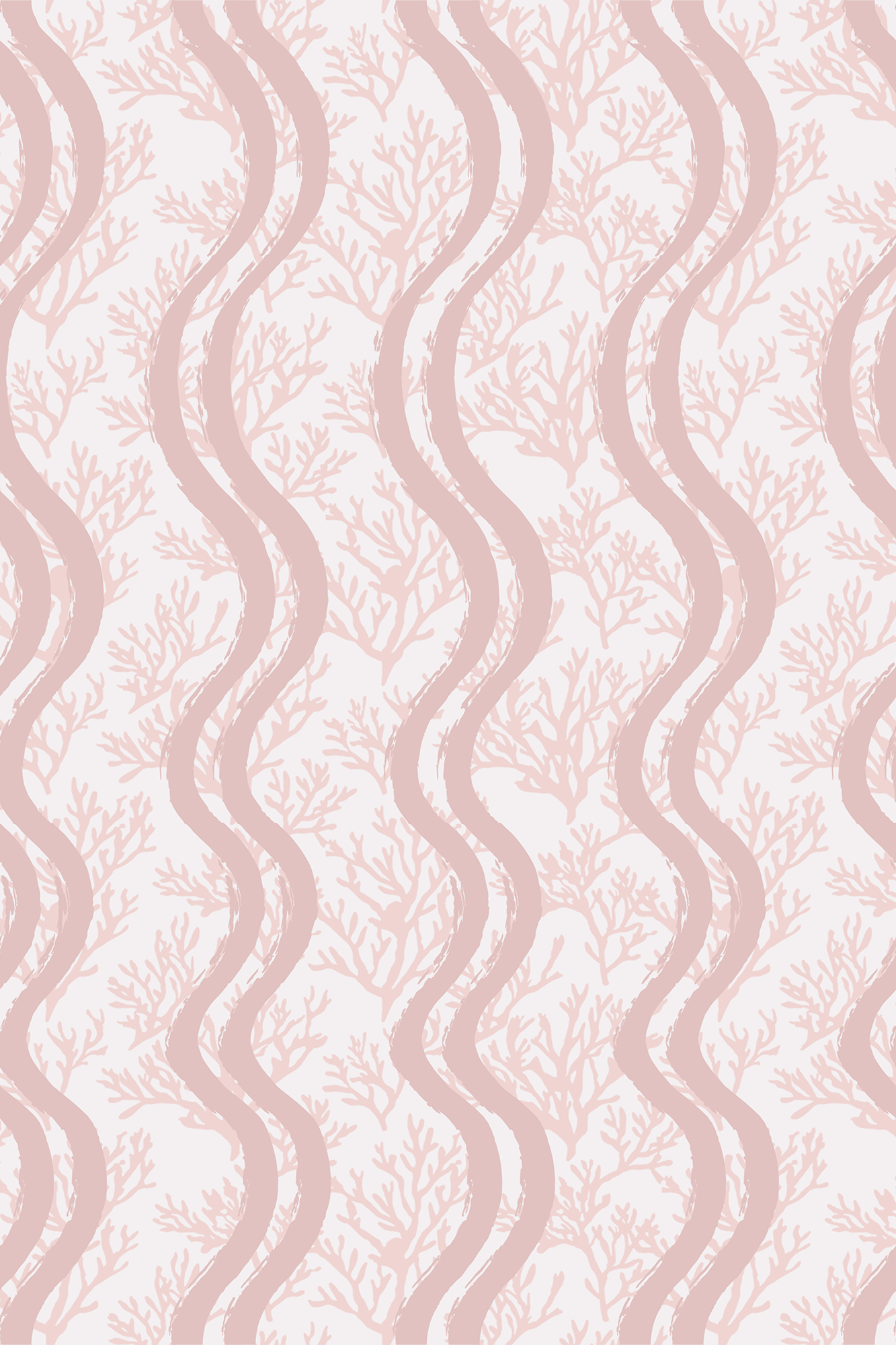 Marina Pink Coral Wave Stripe Wallpaper - Removable Wallpaper (Peel & Stick)