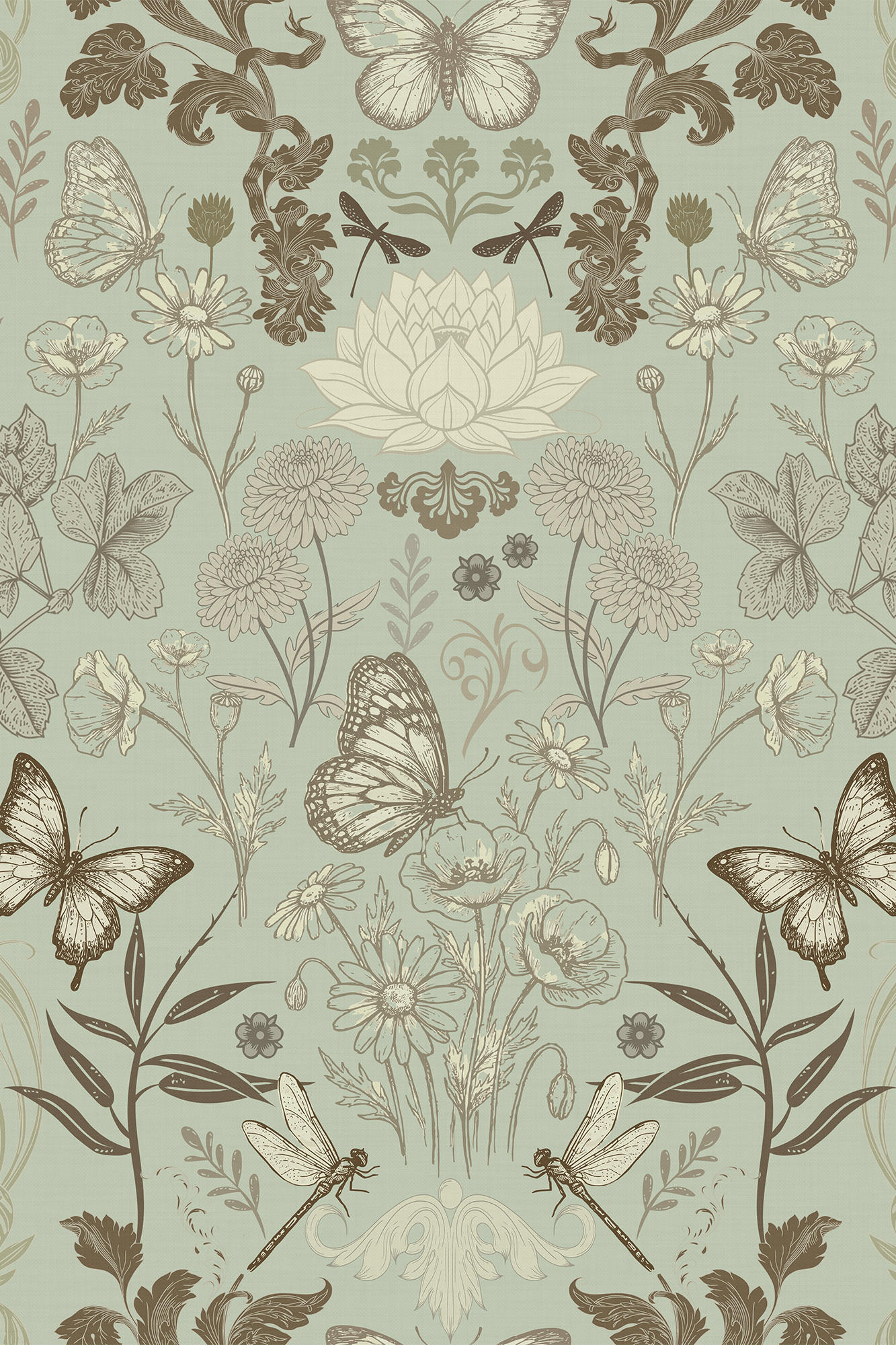 Marshall Green Dragonflies and Butterflies Wallpaper - Removable Wallpaper (Peel & Stick)