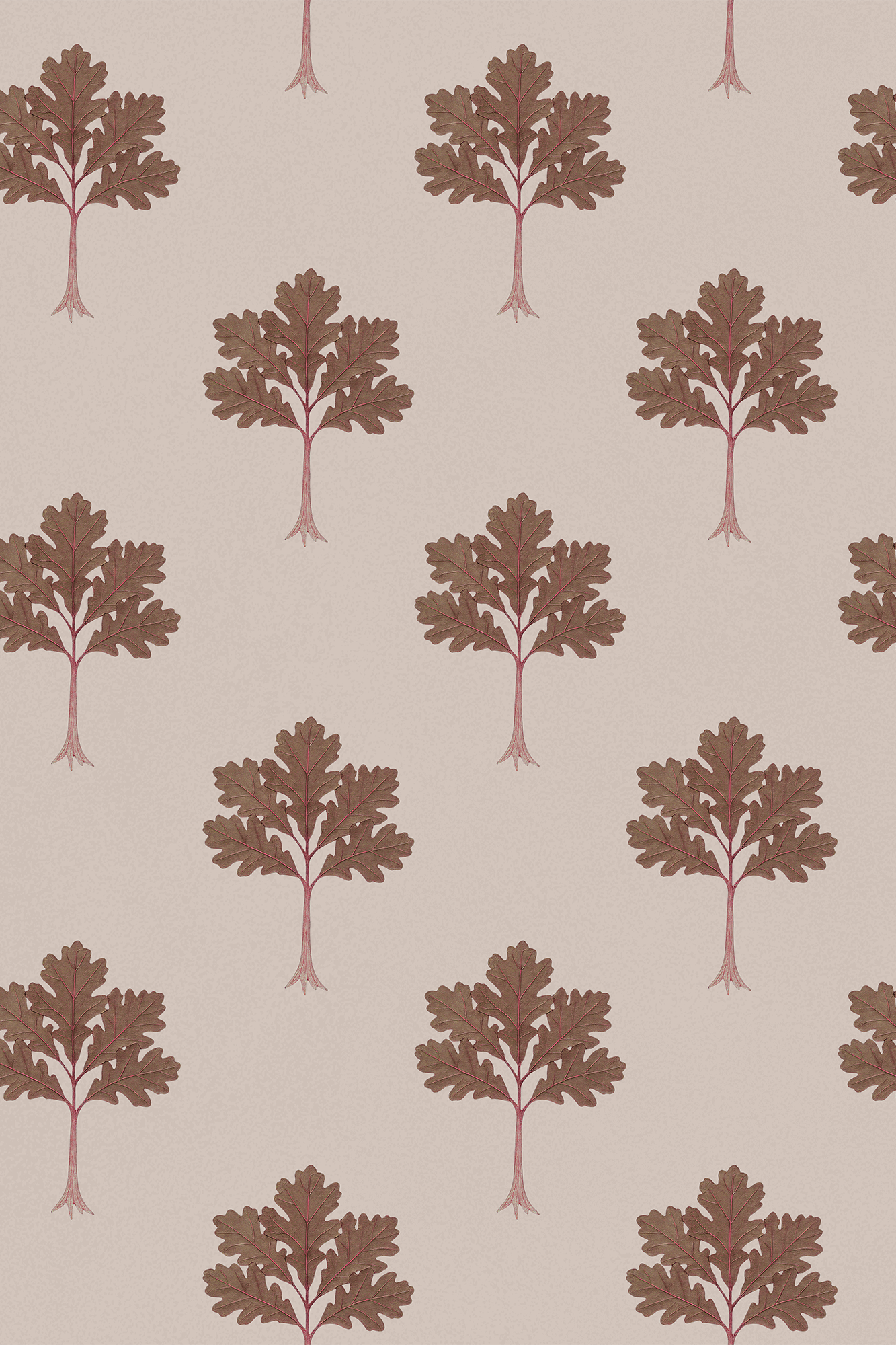 Oakley Pink and Brown Elegant Ditsy Oak Tree Leaves Wallpaper - Removable Wallpaper (Peel & Stick)