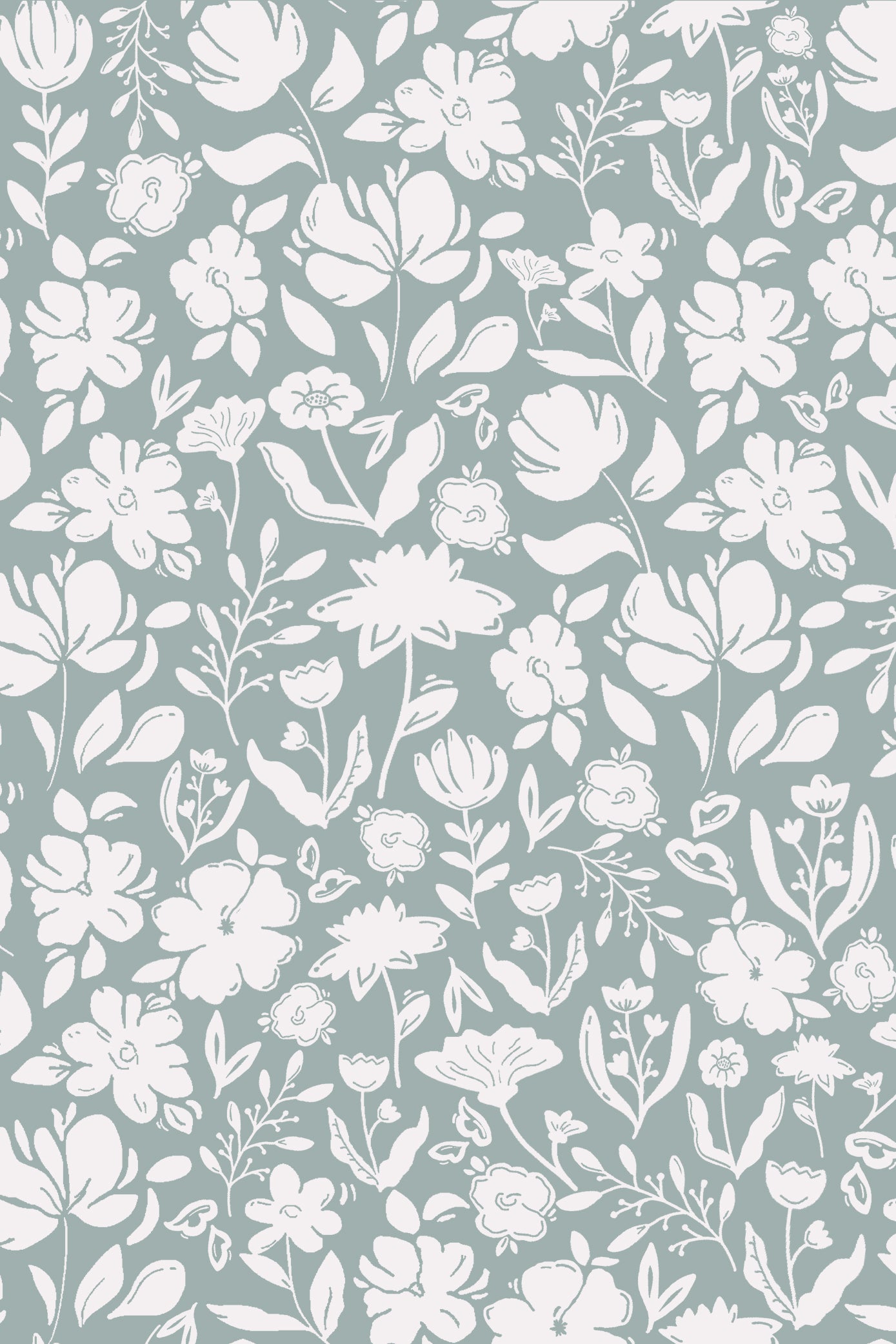 Primmy Blue & White English Primrose Pattern Wallpaper - Removable Wallpaper (Peel & Stick)