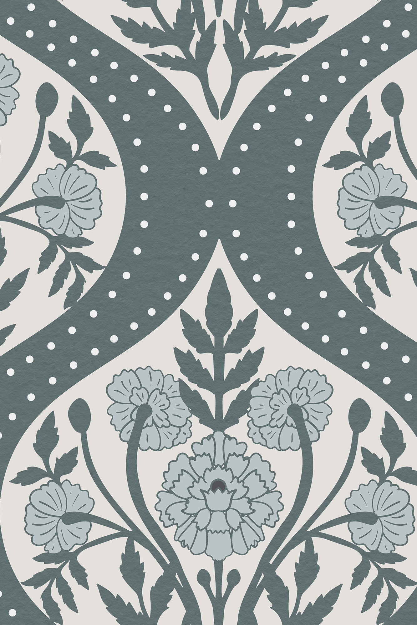 Ambrose Blue Grand Floral Garden Trellis Wallpaper - Removable Wallpaper (Peel & Stick)