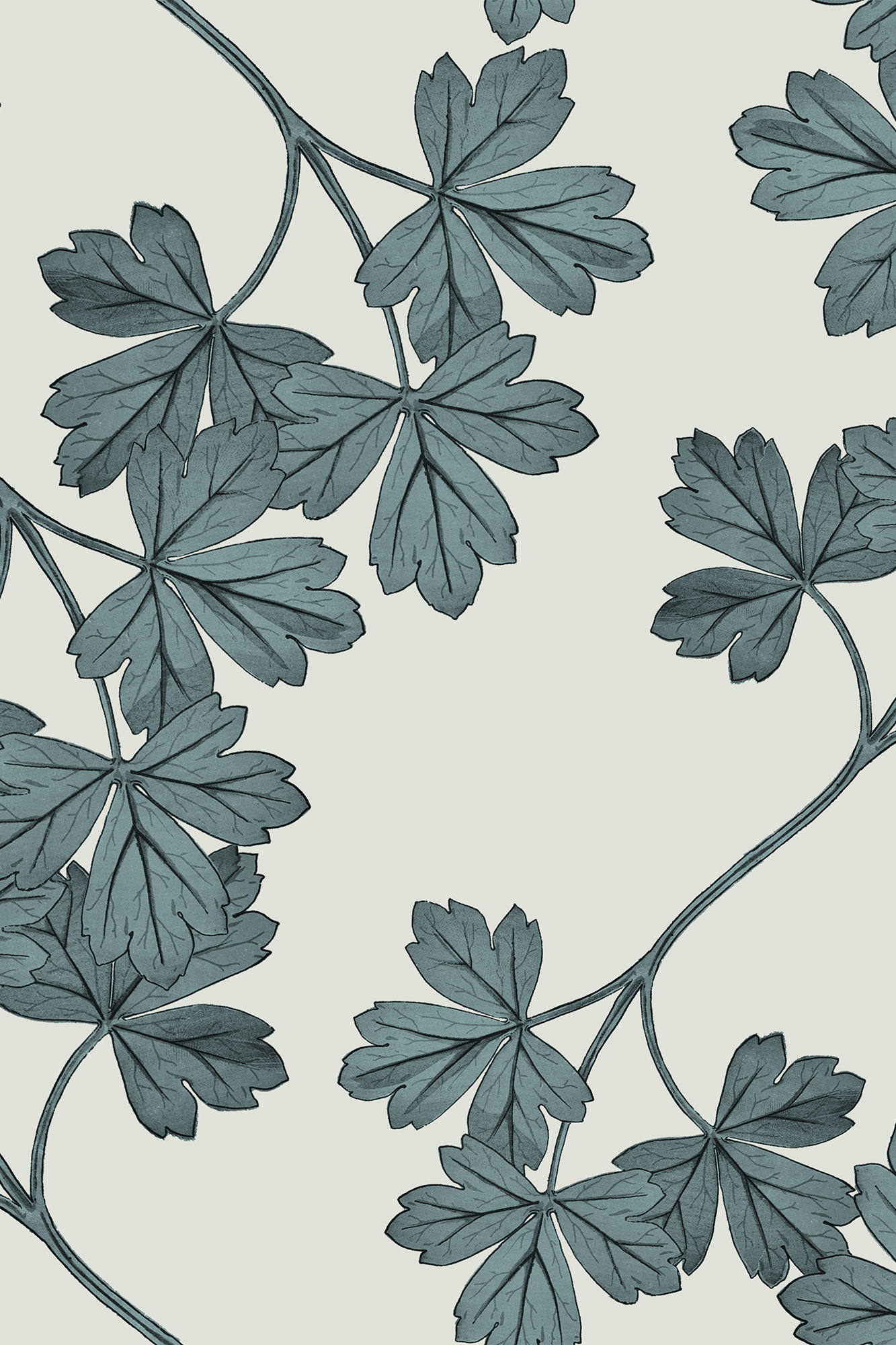Bridget Blue Columbine Foliage Trail Wallpaper - Removable Wallpaper (Peel & Stick)
