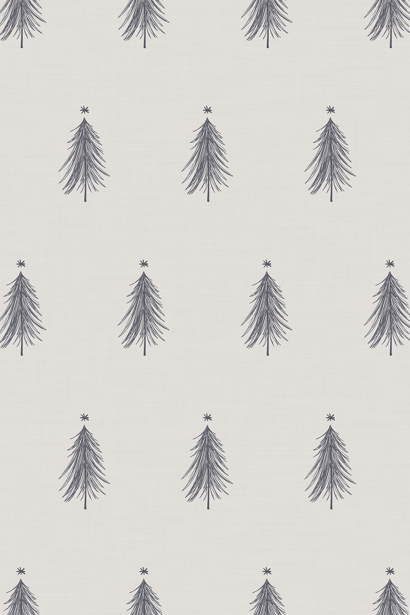 Cedar Dark Grey Minimal Cedar Tree Sketch Wallpaper - Removable Wallpaper (Peel & Stick)