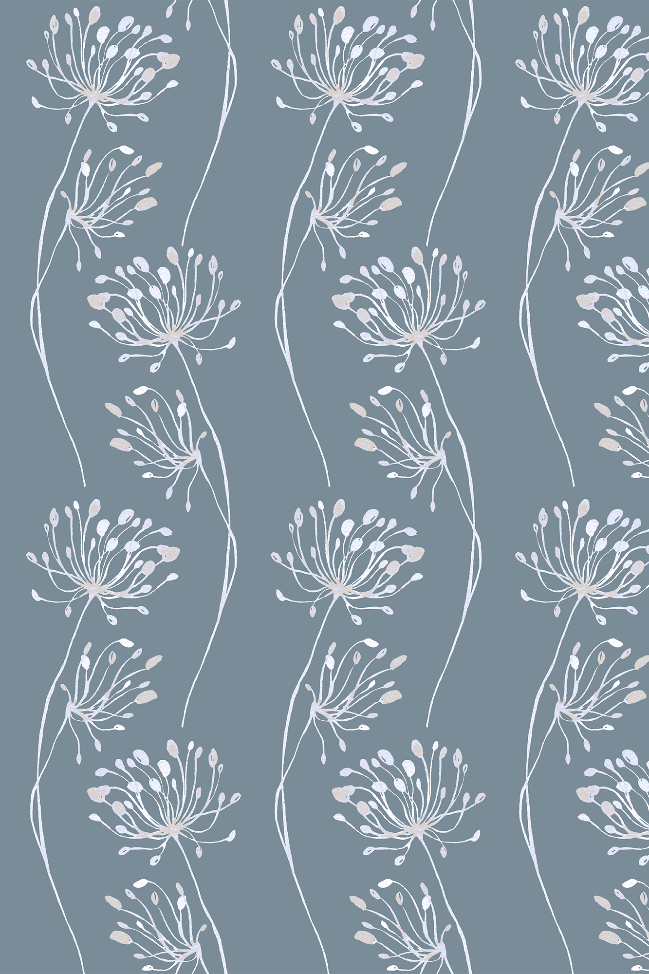 Esther Off White Striped Wild Dandelion Wallpaper - Removable Wallpaper (Peel & Stick)