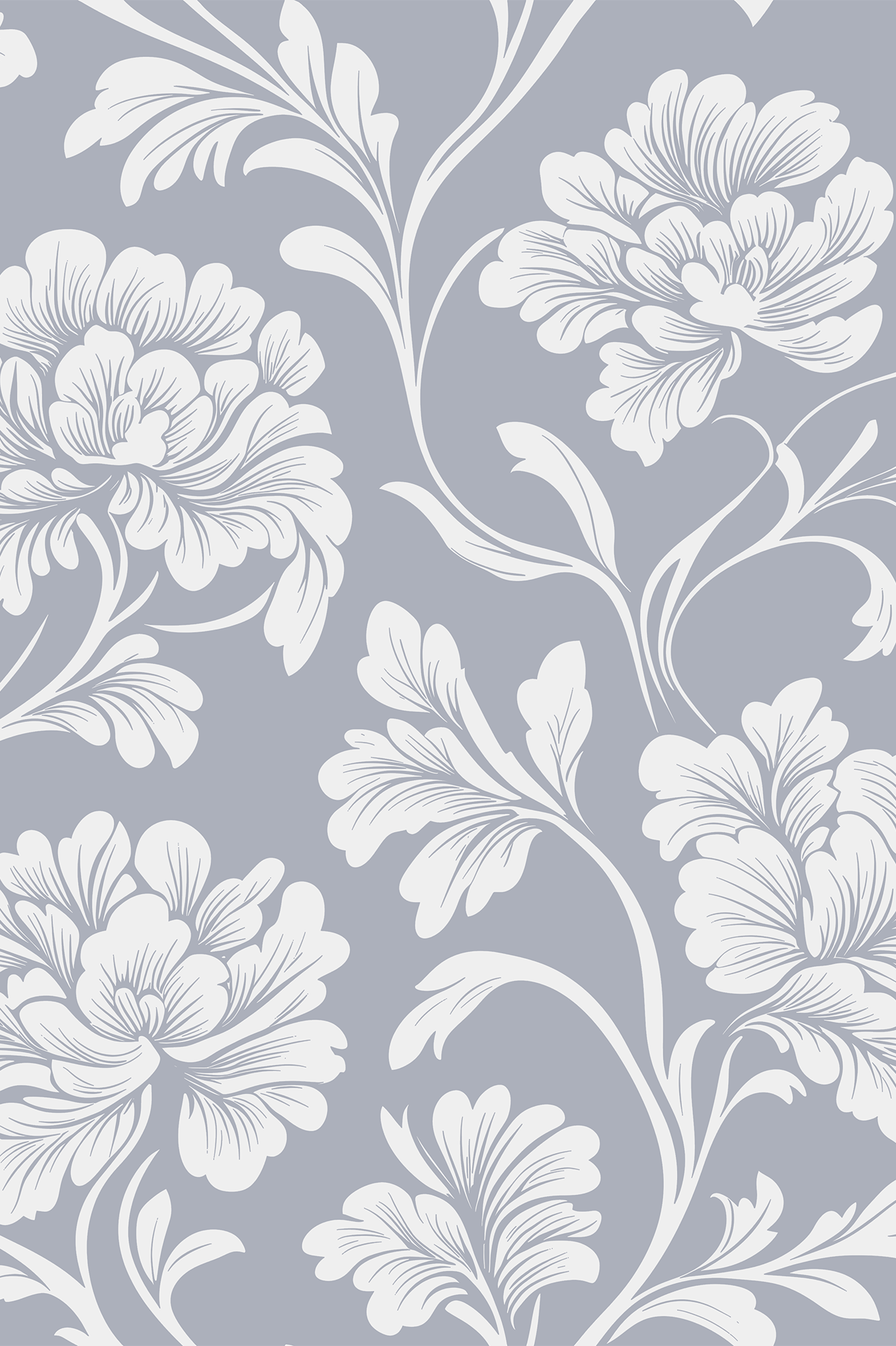 Floss Off White Block Print Floral Trail Wallpaper - Removable Wallpaper (Peel & Stick)
