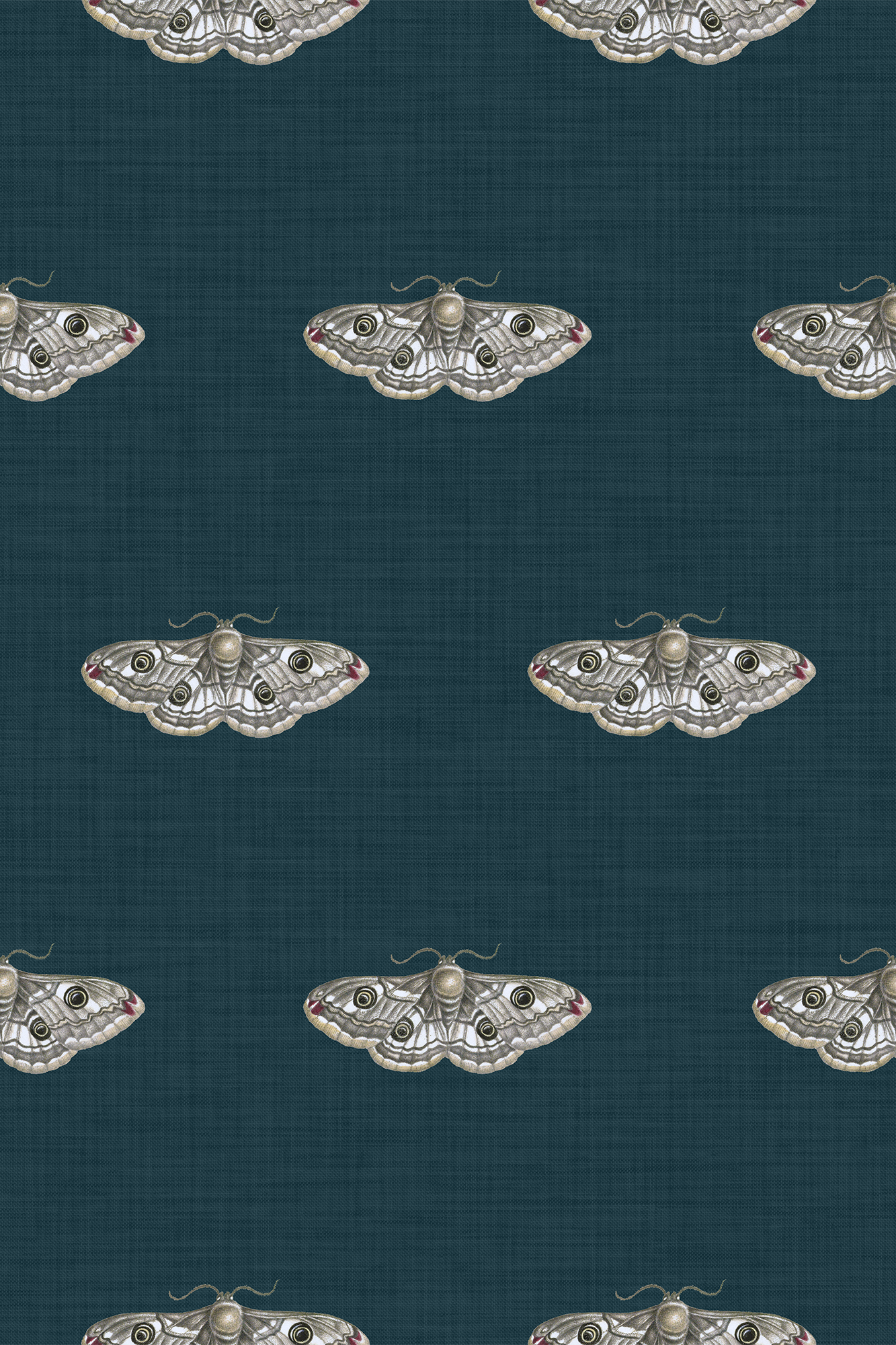 Hector Beige and Red Whimsical Moth Pattern Wallpaper - Removable Wallpaper (Peel & Stick)