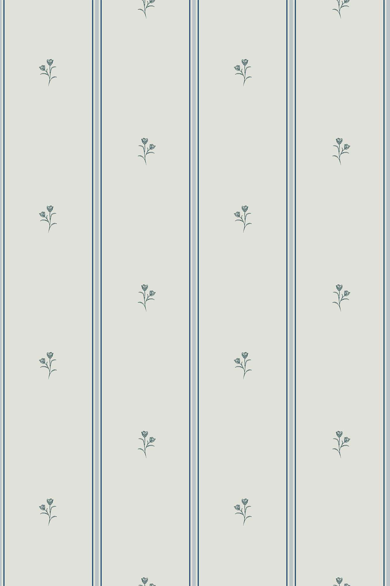 Hester Blue Vintage Floral Striped Wallpaper - Removable Wallpaper (Peel & Stick)
