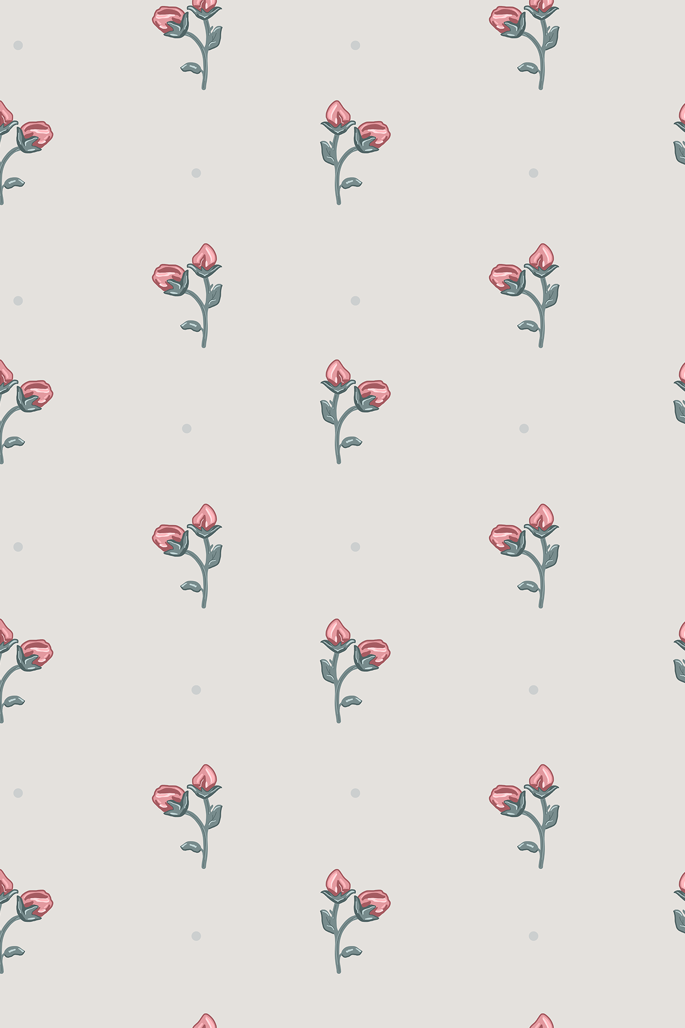 Isabella Mulberry Ditsy Rose Bud Wallpaper - Removable Wallpaper (Peel & Stick)