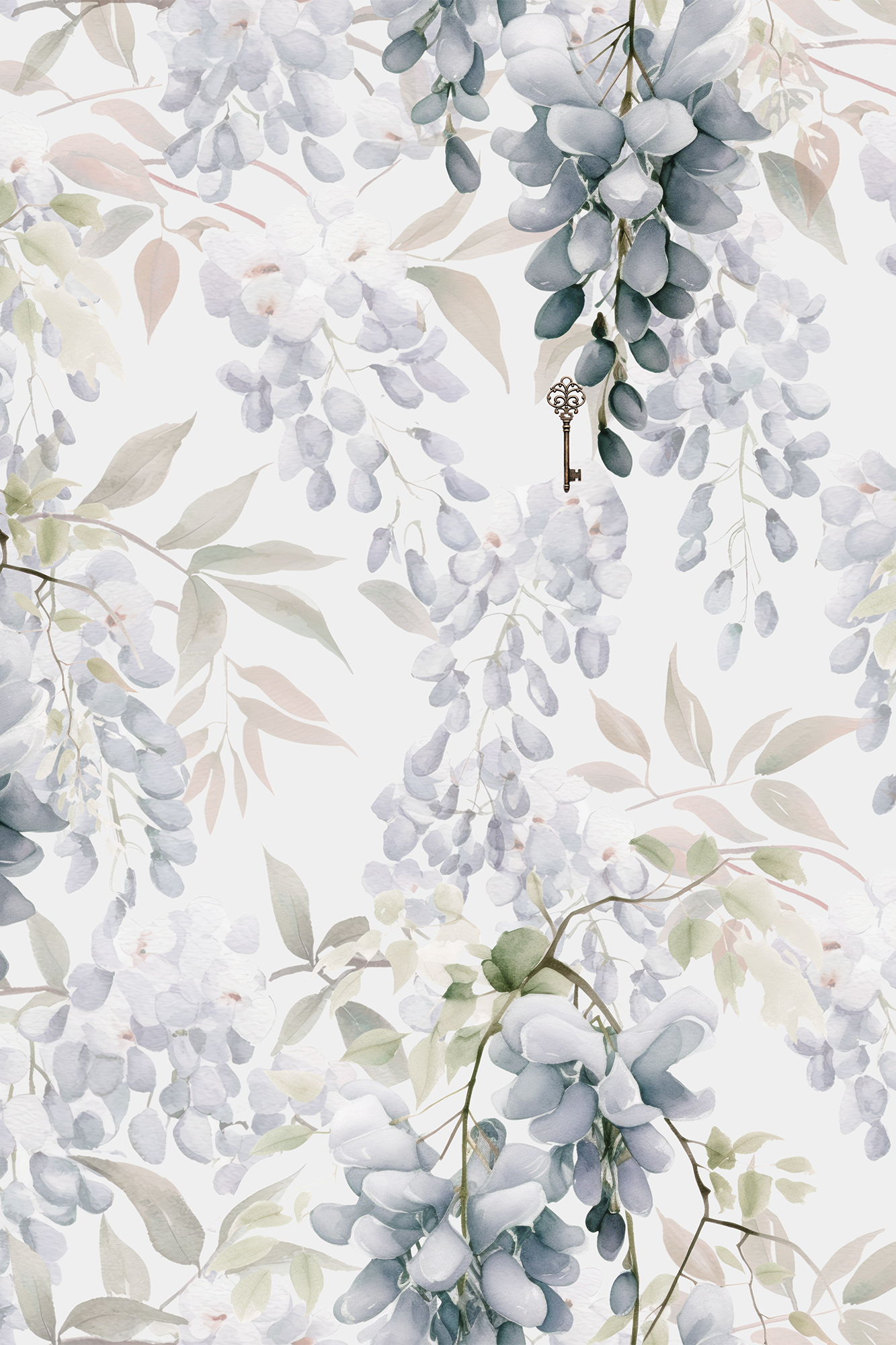 Juliet Pale Blue Wisteria Garden Wallpaper - Removable Wallpaper (Peel & Stick)