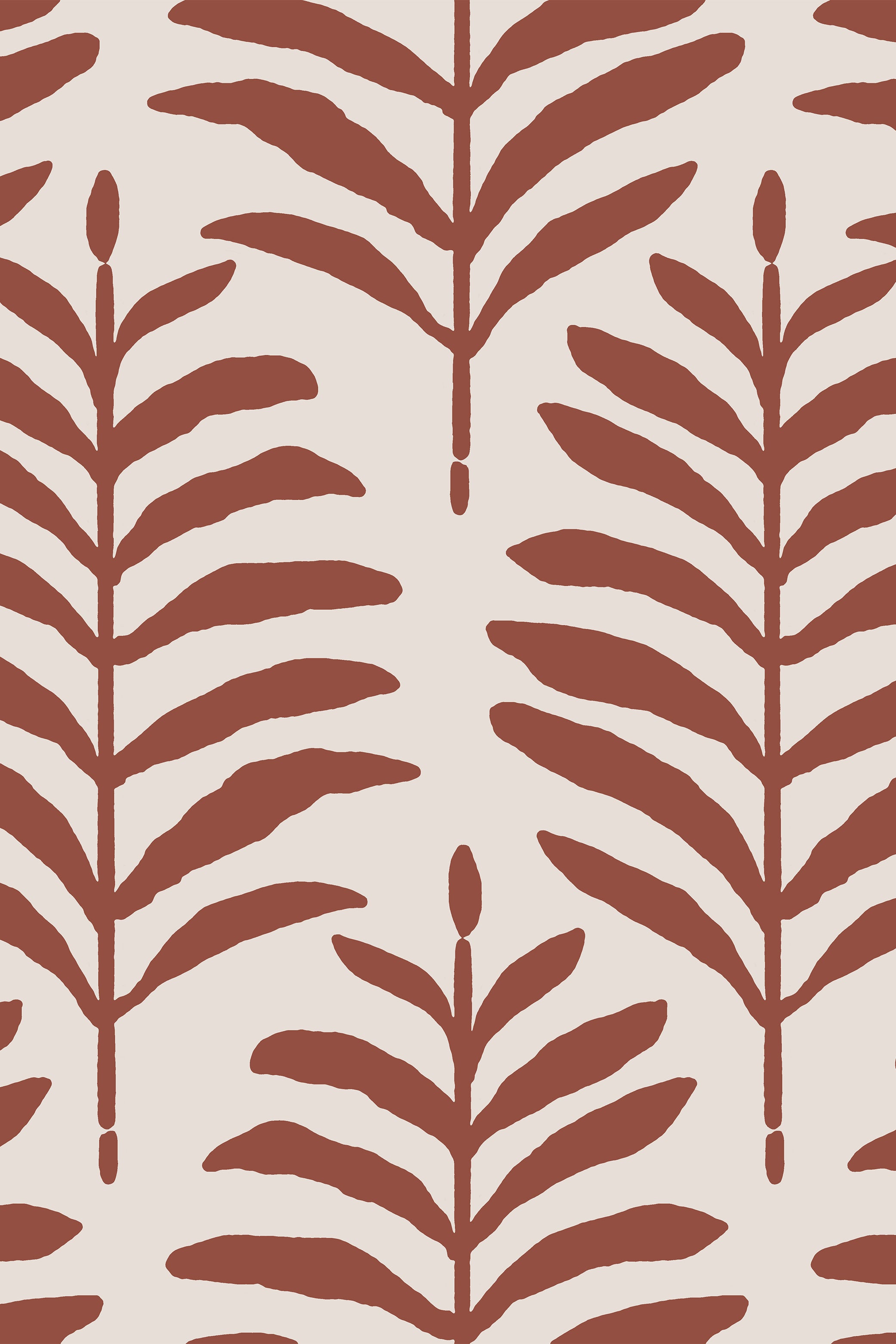 Lady Fern Dark Red Fern Botanical Pattern Wallpaper - Removable Wallpaper (Peel & Stick)