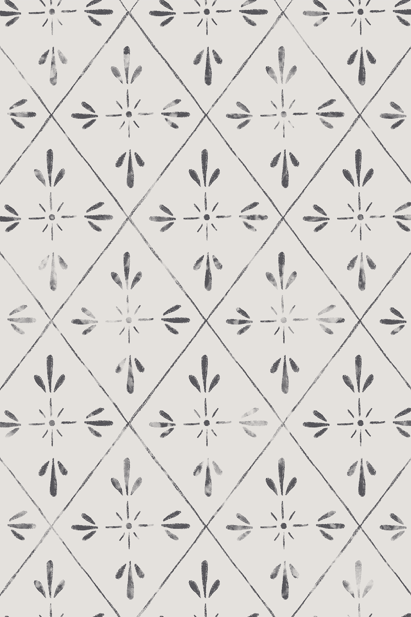 Louisa Grey Timeless Lino Effect Diamond Grid Wallpaper - Removable Wallpaper (Peel & Stick)