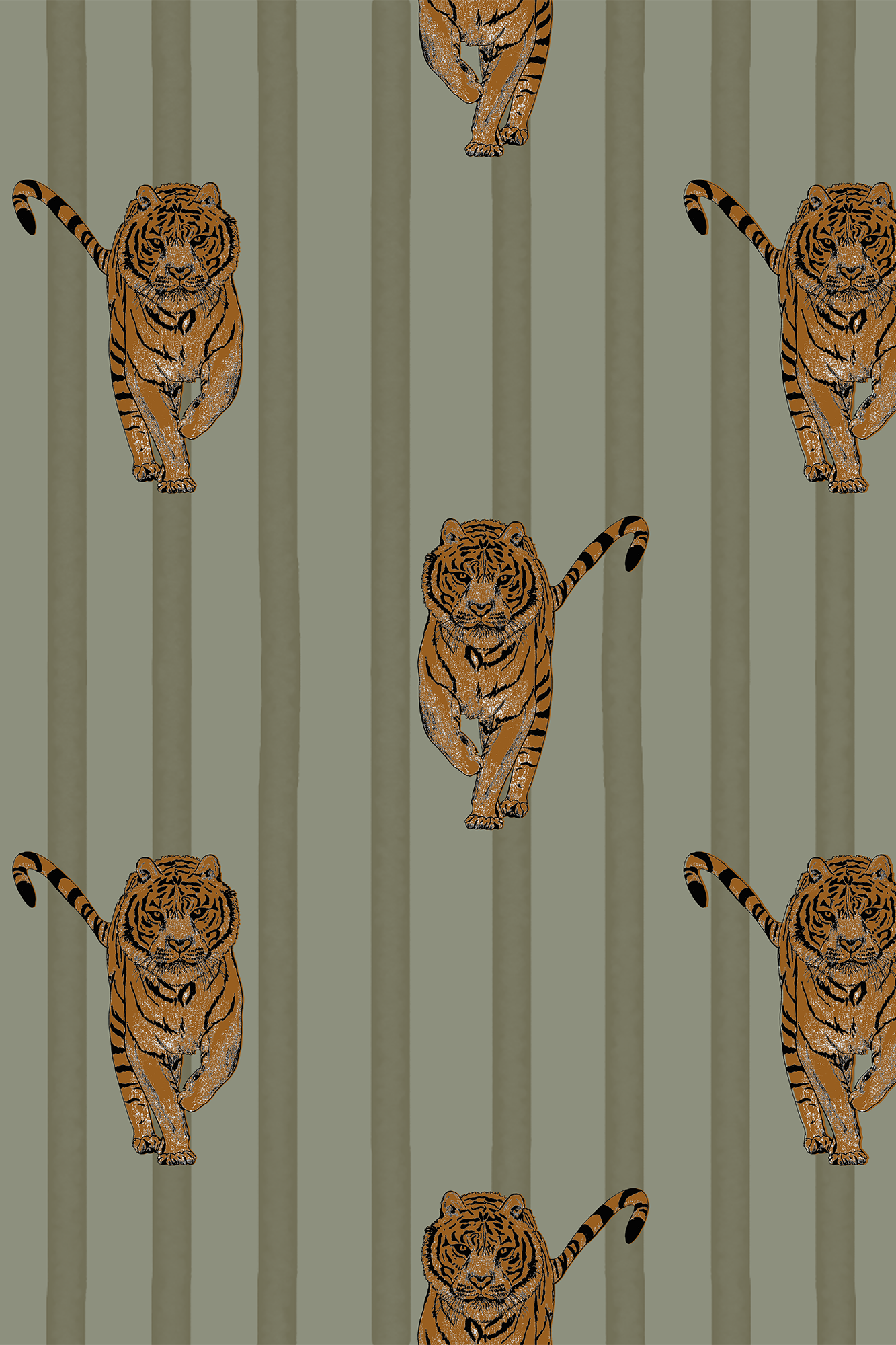 Lula Green Majestic Tiger Stripe Wallpaper - Removable Wallpaper (Peel & Stick)