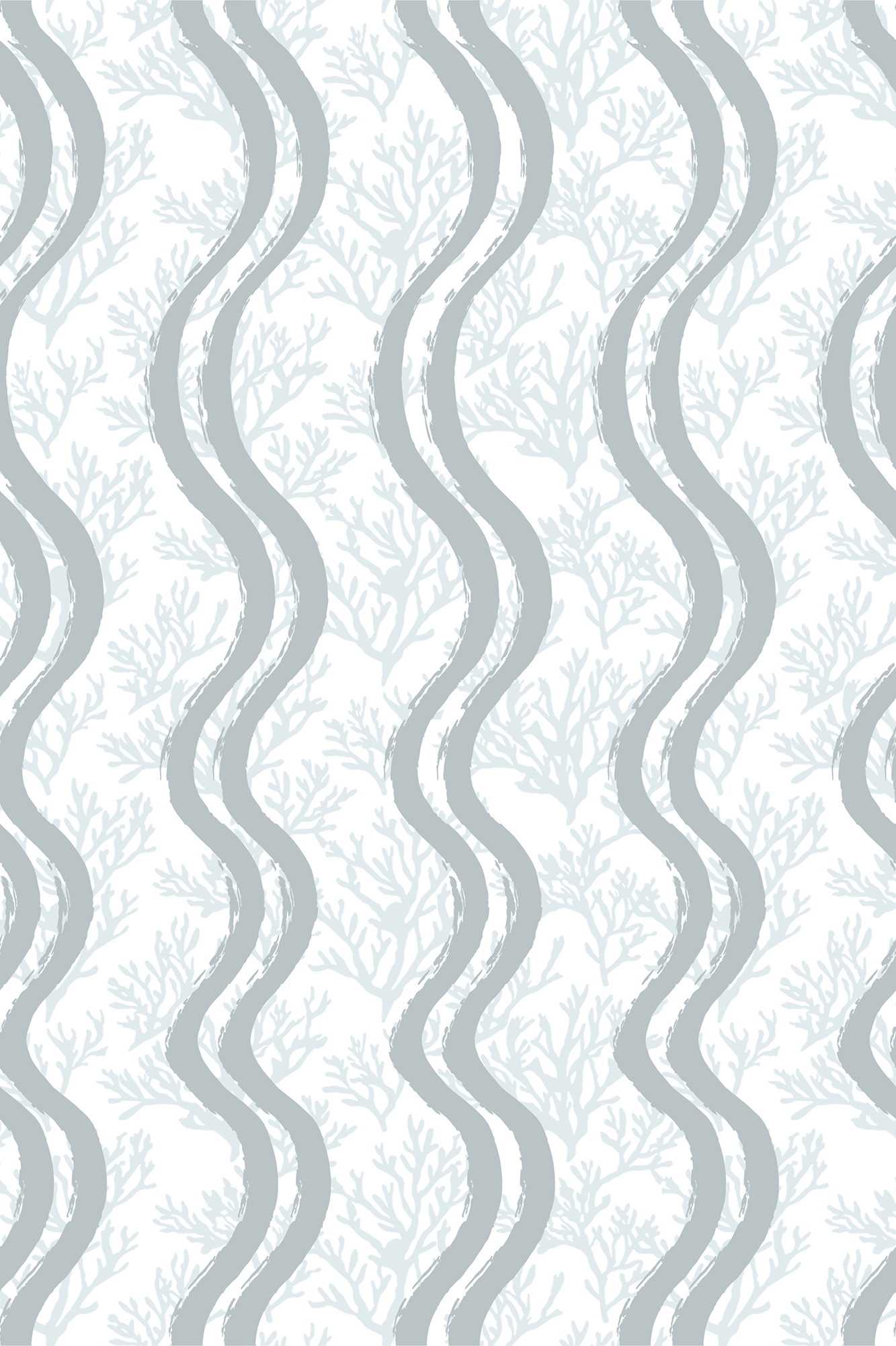 Marina Blue Coral Wave Stripe Wallpaper - Removable Wallpaper (Peel & Stick)