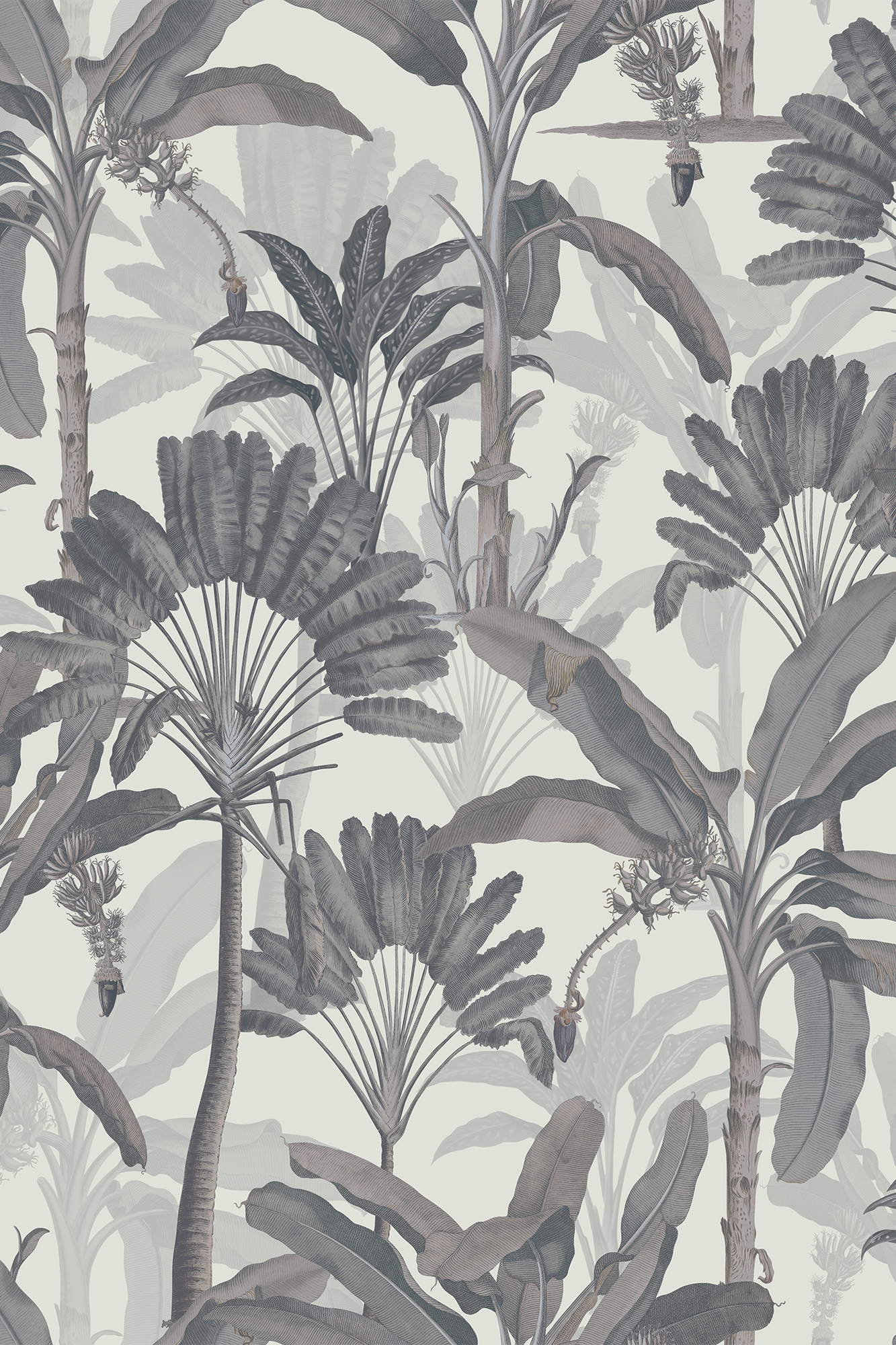 Otto Blue Tropical Foliage Patterned Wallpaper - Removable Wallpaper (Peel & Stick)