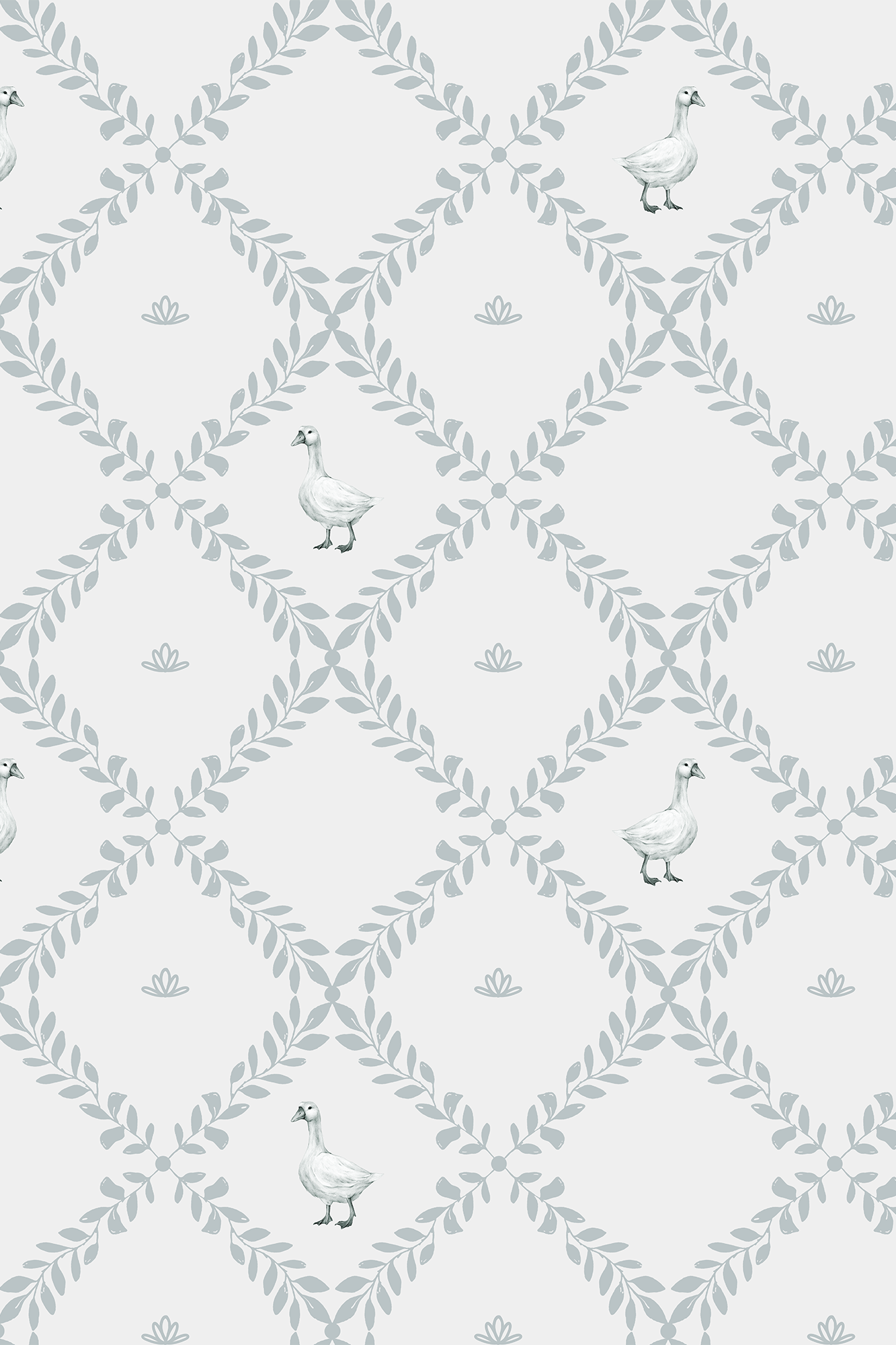Penelope Blue Farmhouse Vintage Duck Wallpaper - Removable Wallpaper (Peel & Stick)