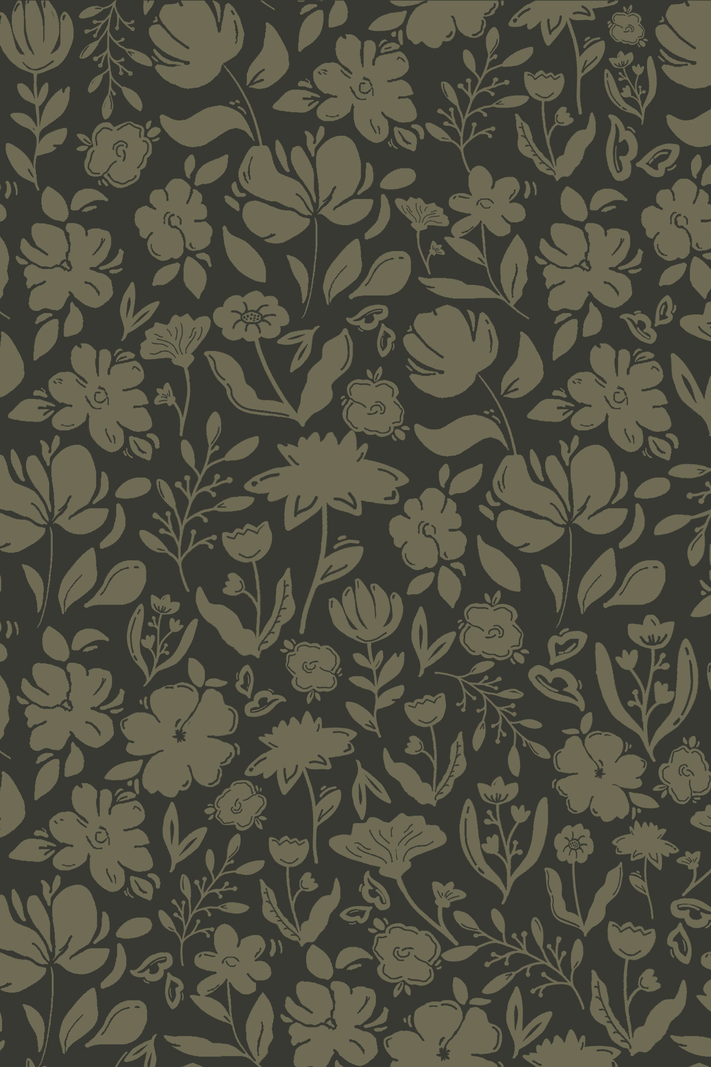Primmy Dark Green English Primrose Pattern Wallpaper - Removable Wallpaper (Peel & Stick)