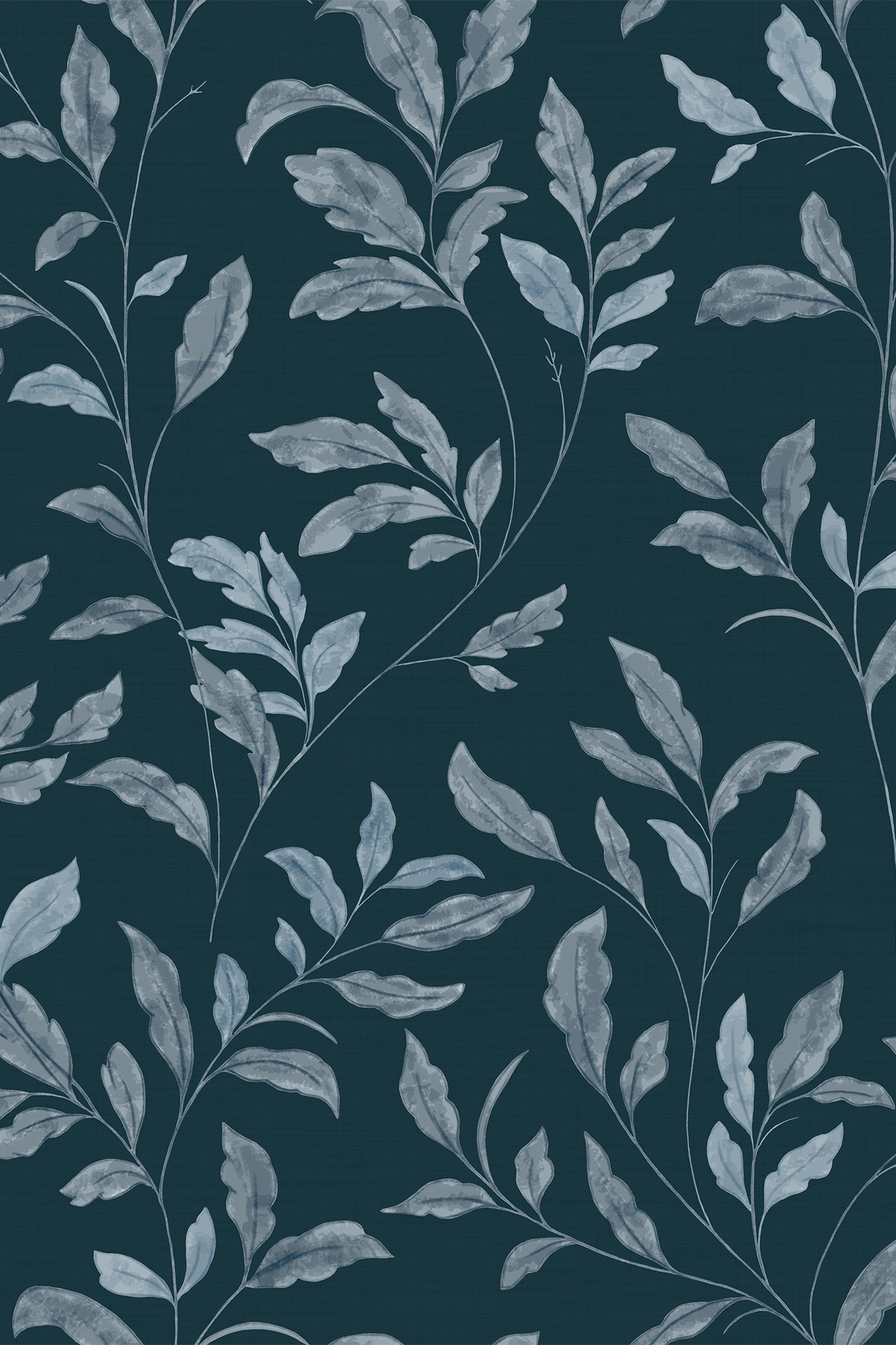 Romeo Blue Hand Painted Enchanted Leaves Wallpaper - Removable Wallpaper (Peel & Stick)